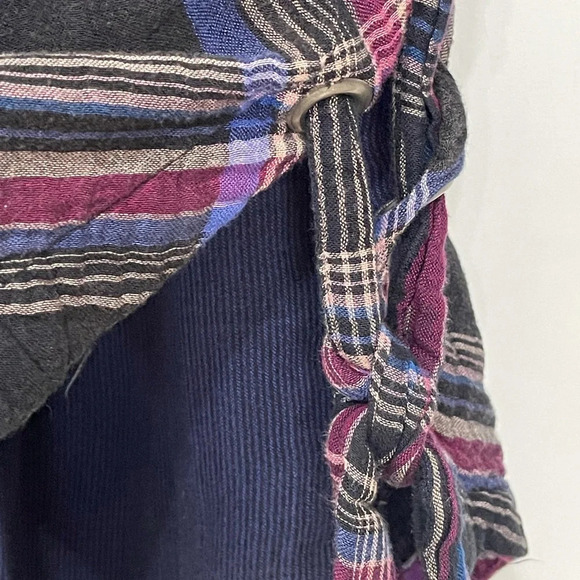 FREE PEOPLE Nordic Day Top Plaid Buttondown Oversized Purple Blue Shirt XS - Picture 10 of 16
